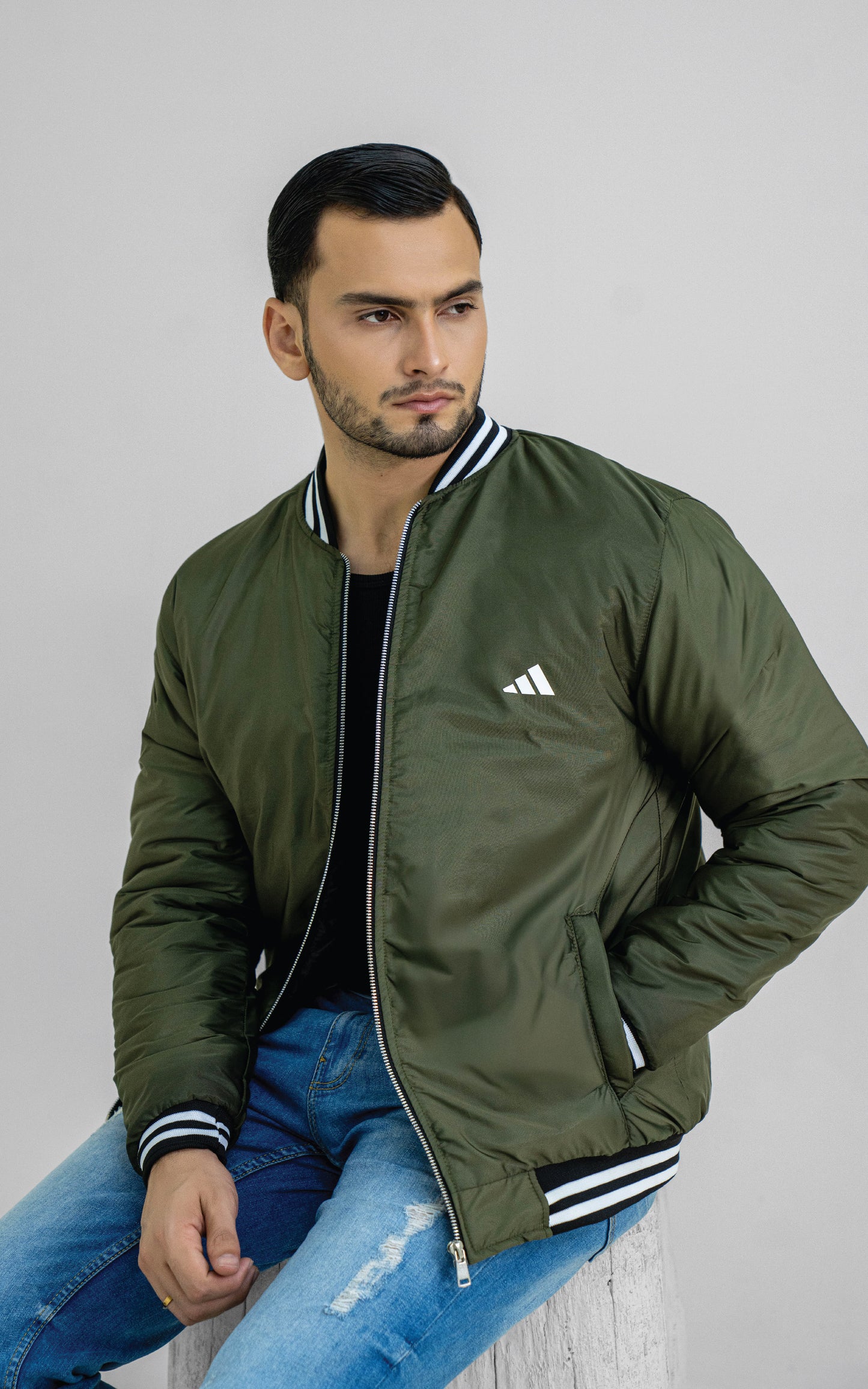 Olive green bomber jacket