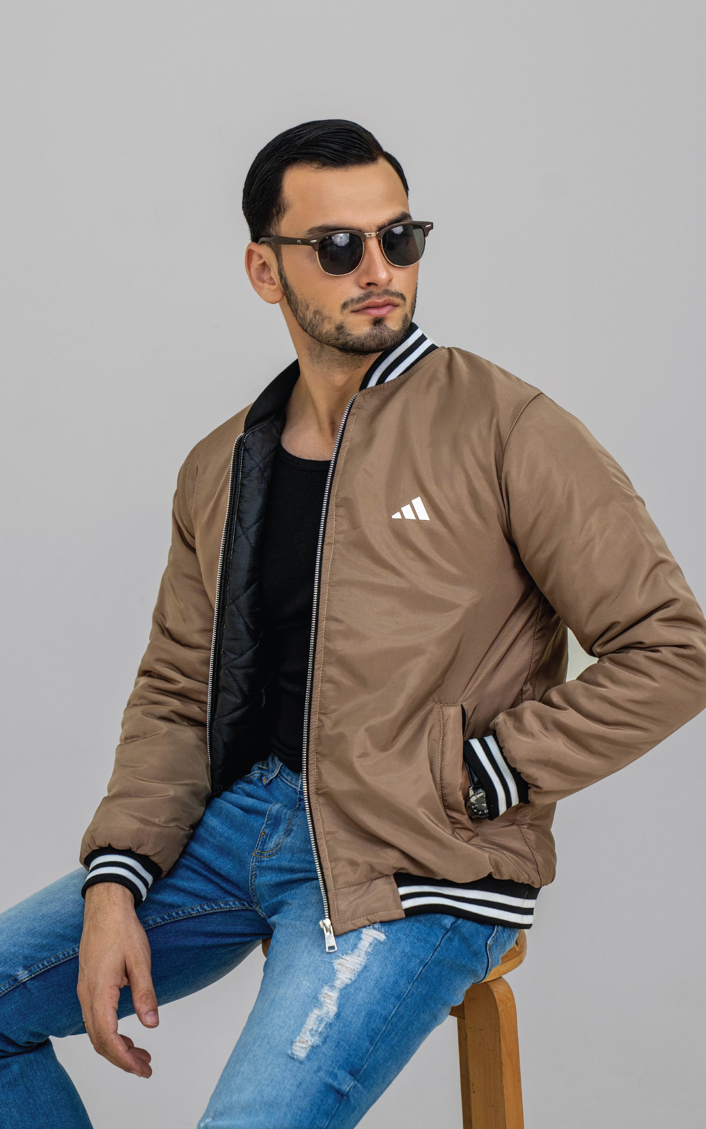 Brown bomber jacket