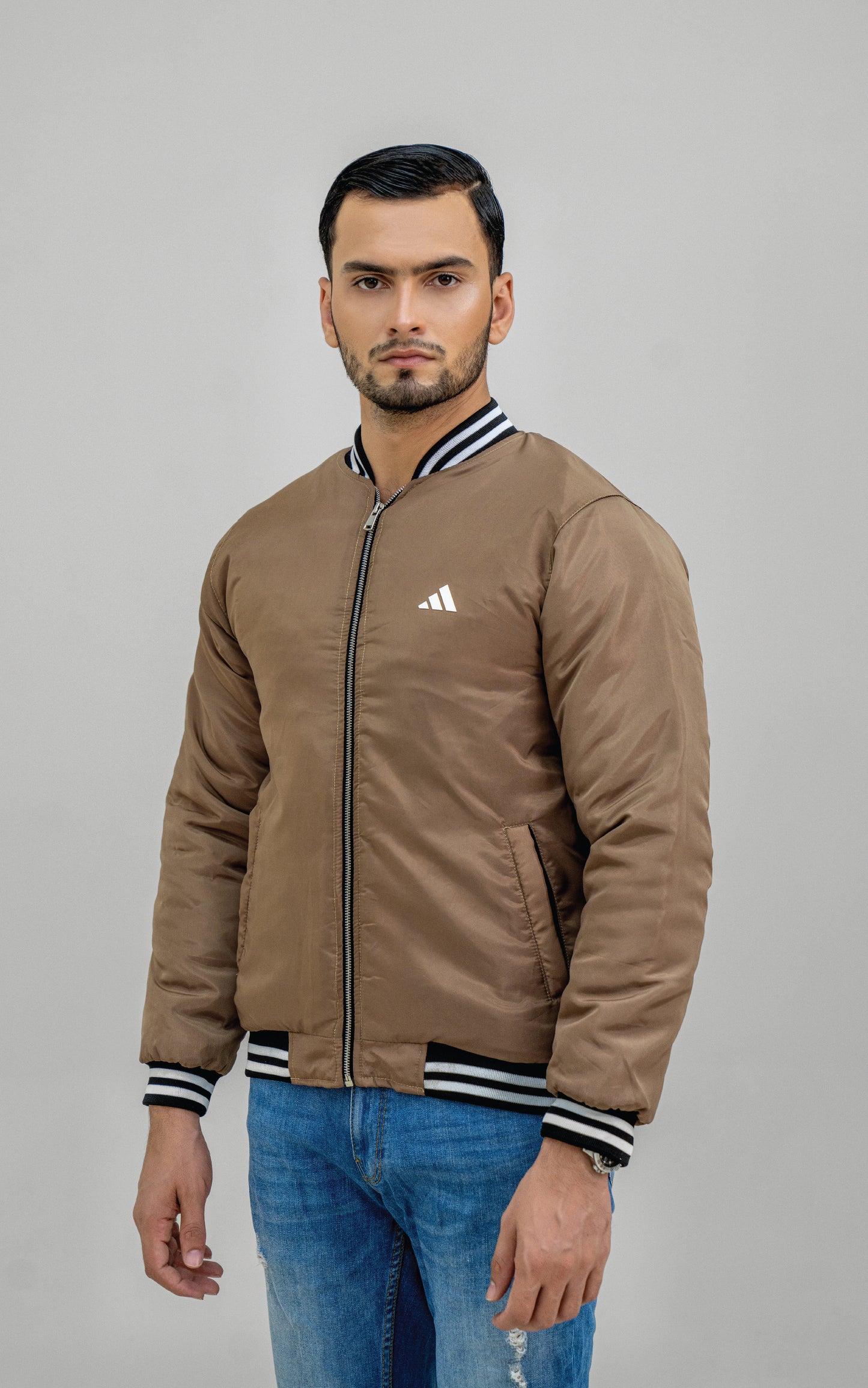 Brown bomber jacket