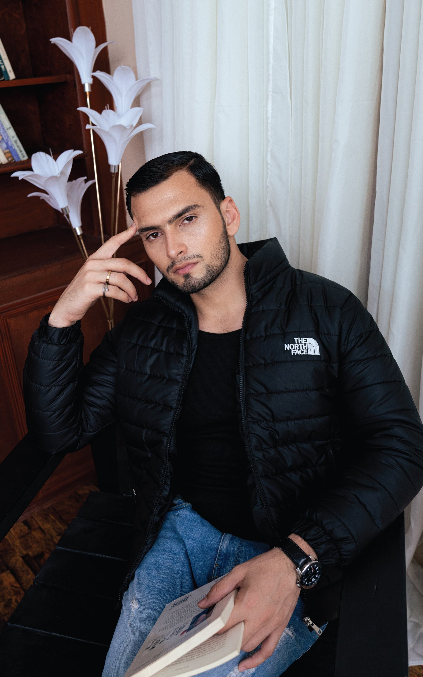 Black color puffer jacket