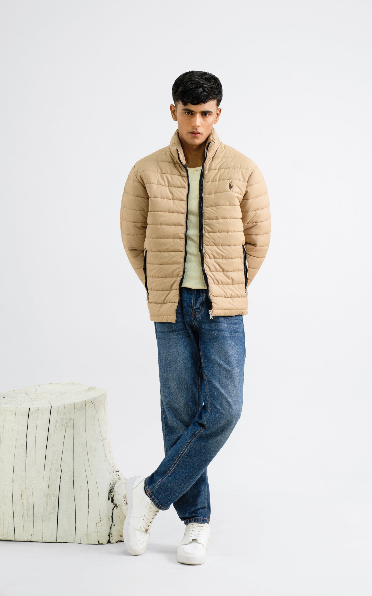 Beige color puffer jacket
