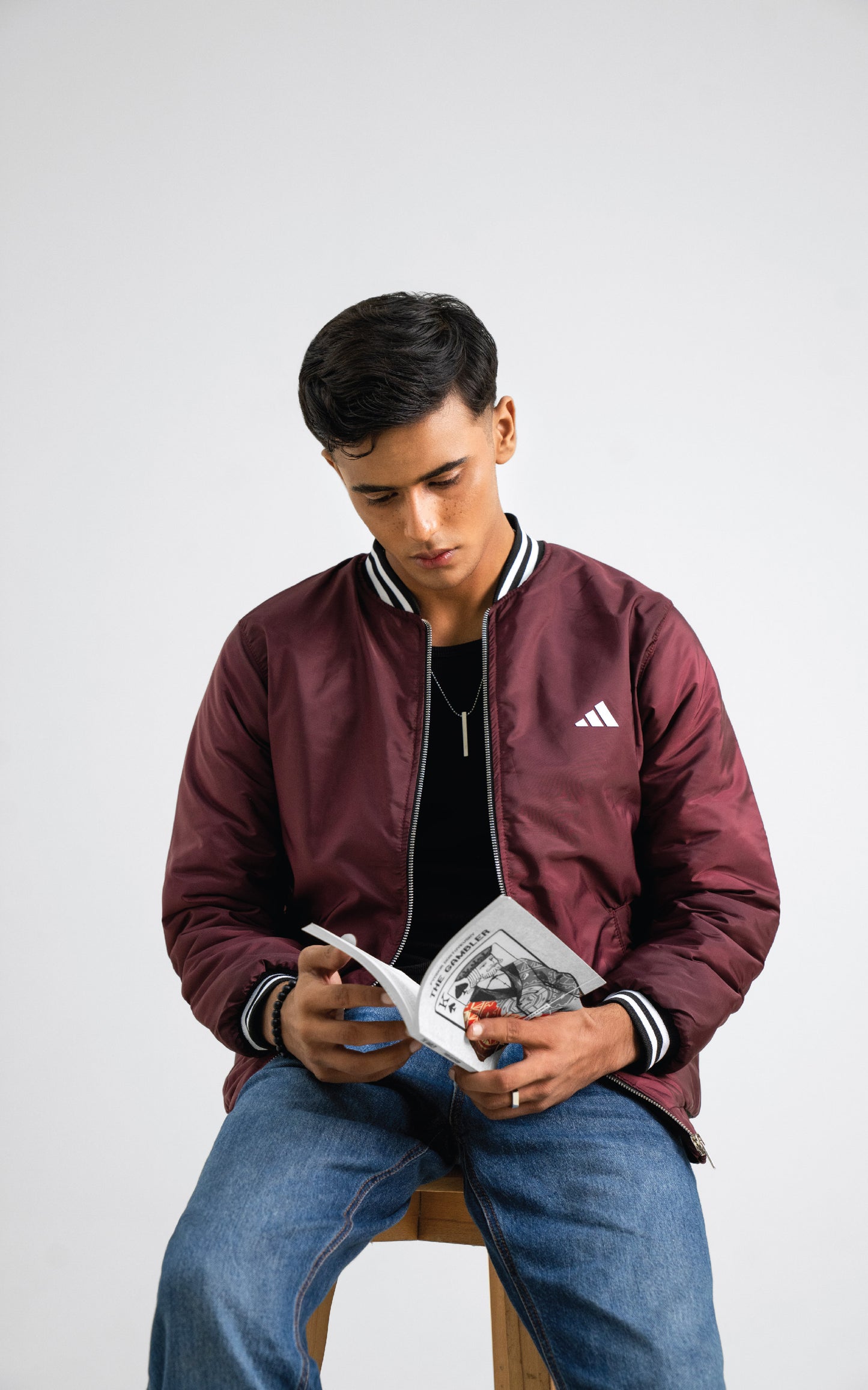Maroon bomber jacket