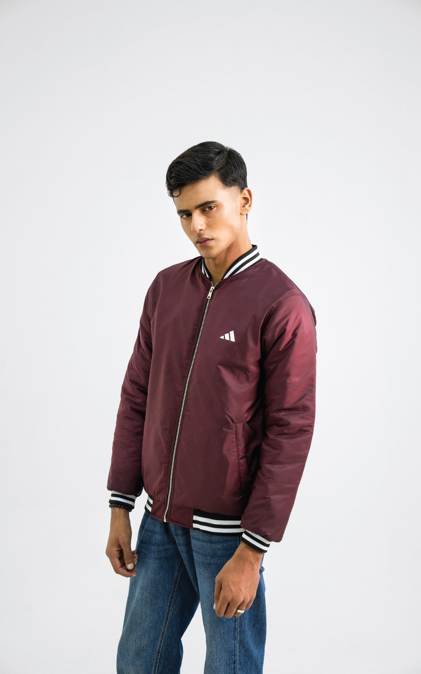 Maroon bomber jacket