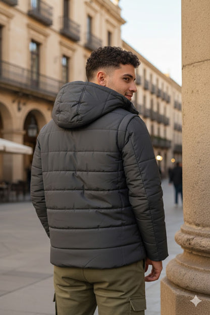 EXCLUSIVE CHARCOAL PUFFER JACKET