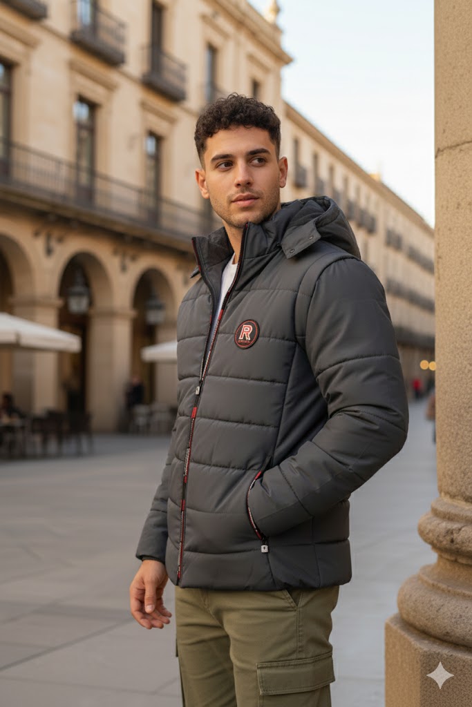 EXCLUSIVE CHARCOAL PUFFER JACKET